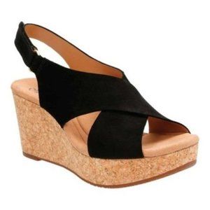 Clarks Cushion Soft Eirwyn Slingback Wedge Sandal EUC sz 10